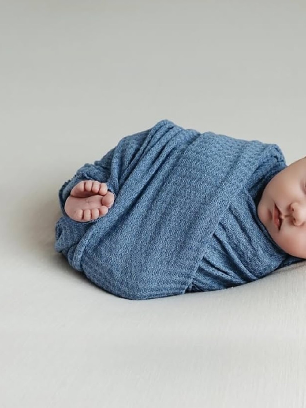 Soft Blue Baby Swaddle Stretch Wrap - Newborn Comfort